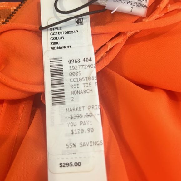 Alice + Olivia Designer dress Orange polka-dot texture mini  halter  size 2 NWT - Picture 8 of 8